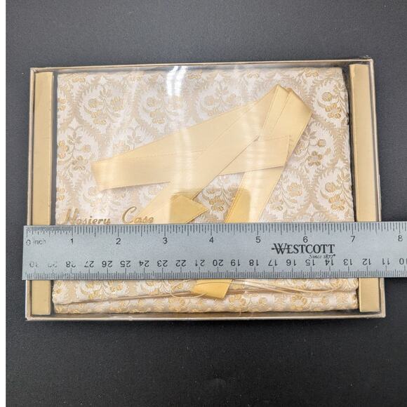 Vintage Hortense Hewitt Hosiery Case Floral Brocade Ribbon Wedding Gift 60s - Picture 3 of 10